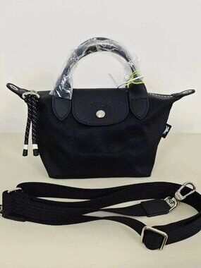 NWT Longchamp Le Pliage Energy Handbag Pouch XS Black Canvas Mini Crossbody Tote